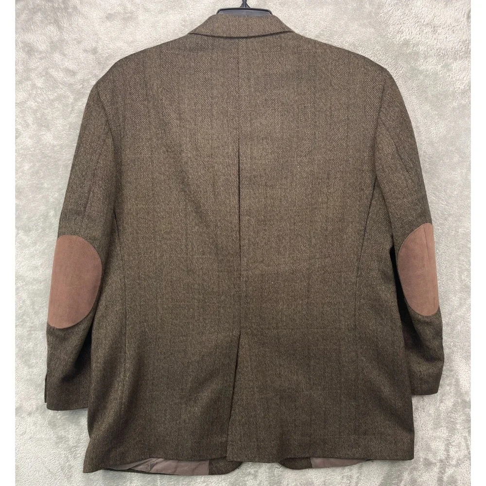 Oscar de la Renta‎ Men's Blazer 46R Brown Elbow Patch Lambswool Sport Coat